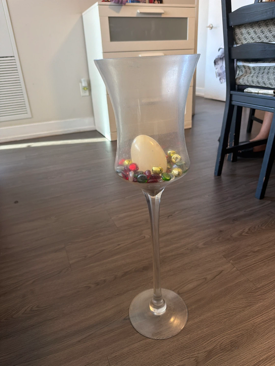 Glass Hurricane Candle Holder with Decorative Gems