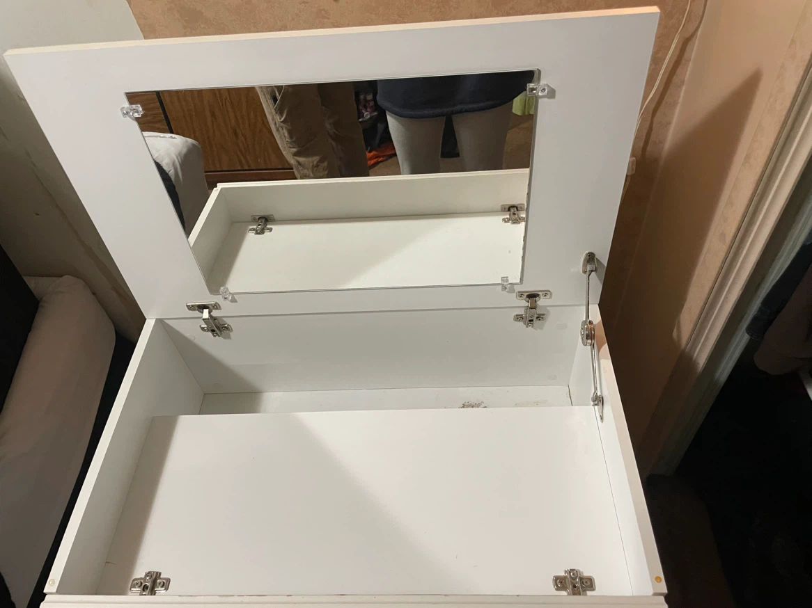 White Vanity Desk with Mirror