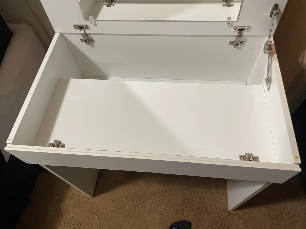 White Vanity Desk with Mirror - photo 2