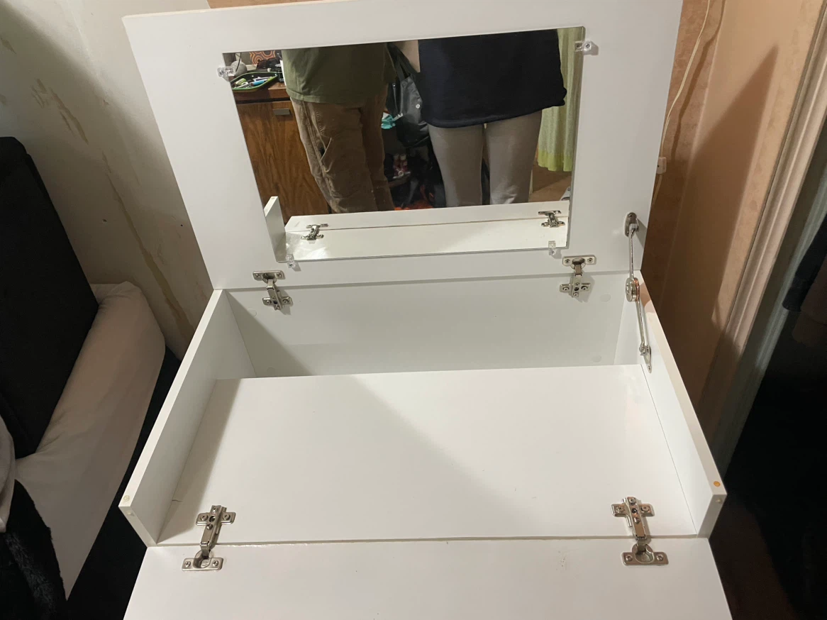 White Vanity Desk with Mirror - photo 4