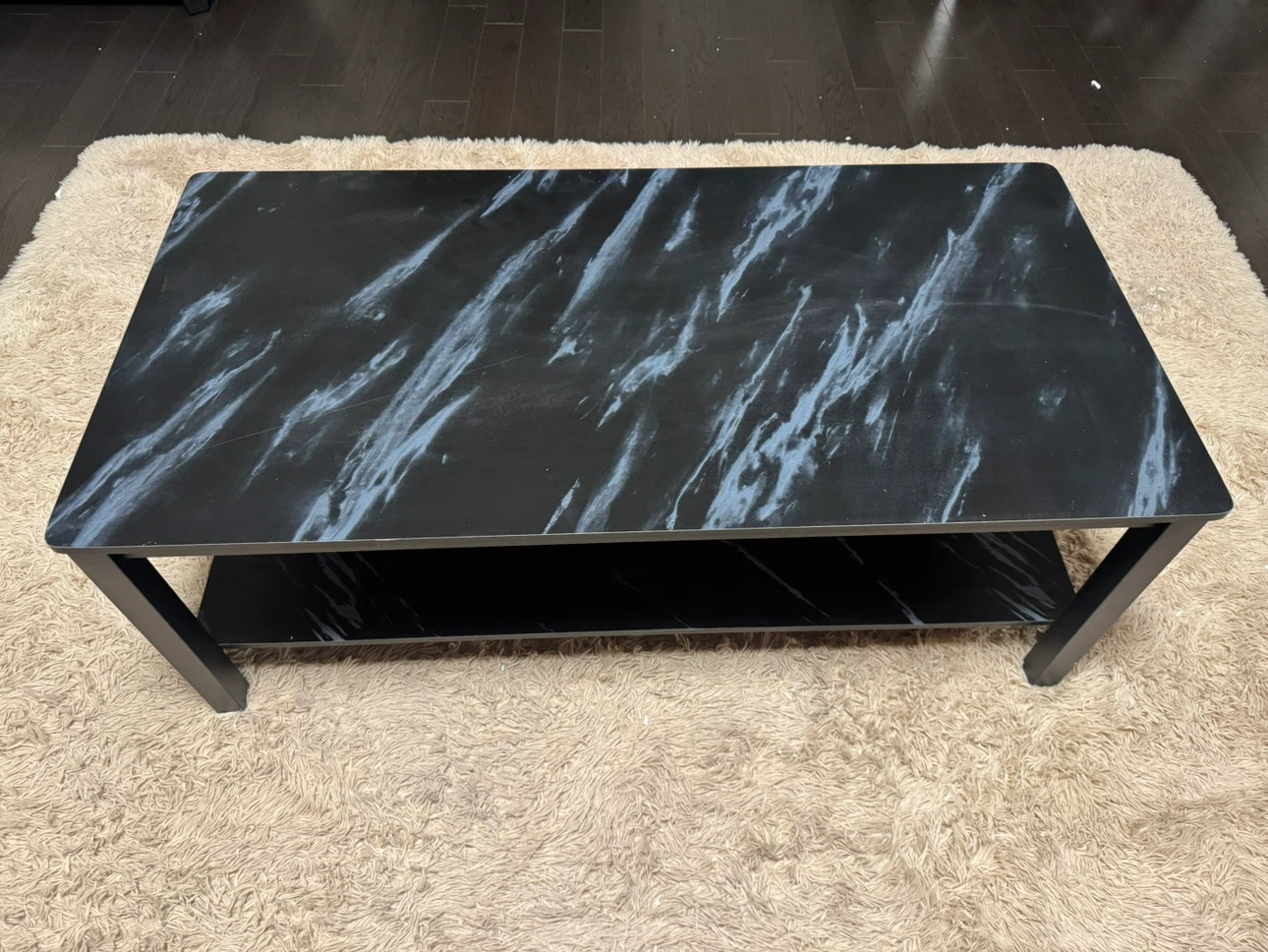 Black Marble Coffee Table with Shelf - photo 2