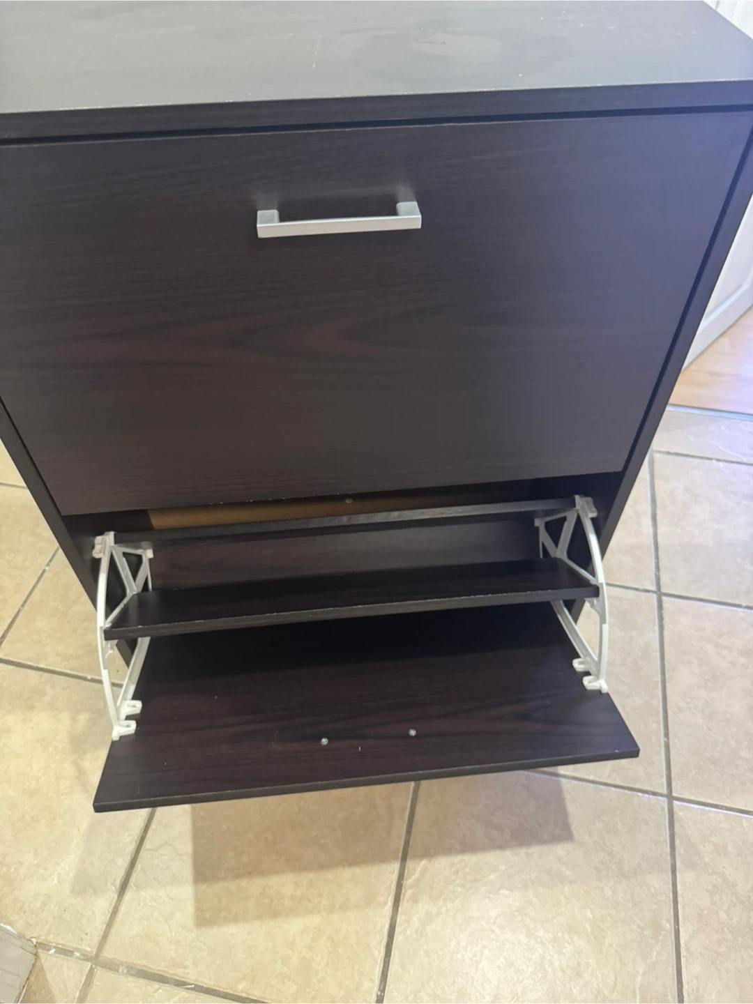 Dark Wood 2-Tier Shoe Cabinet - photo 2