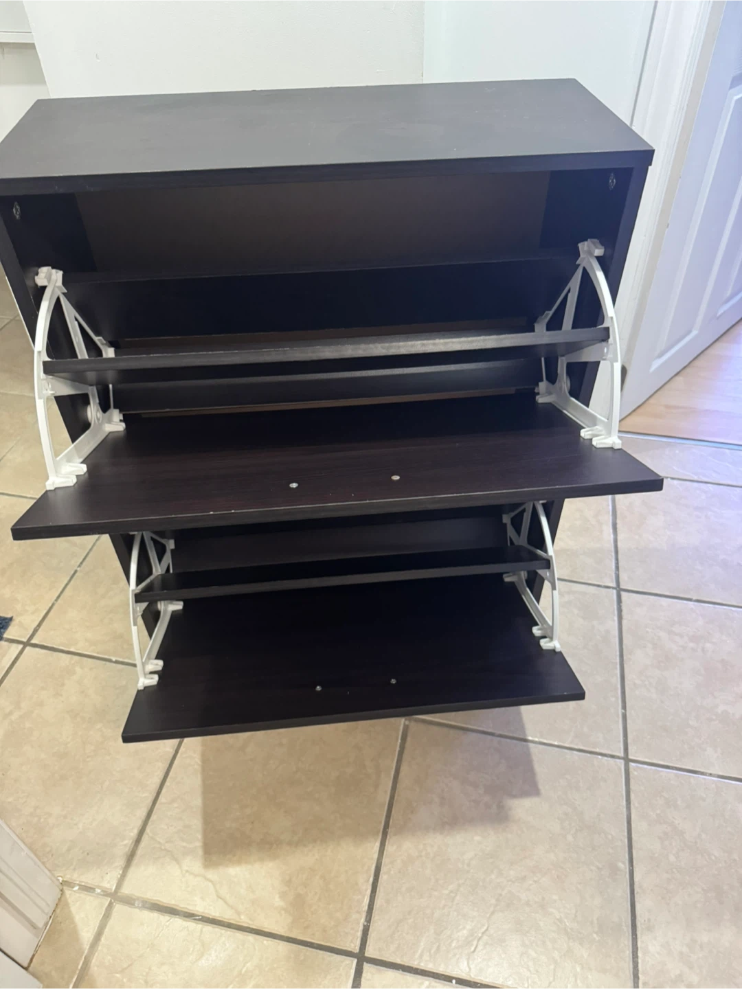 Dark Wood 2-Tier Shoe Cabinet - photo 4