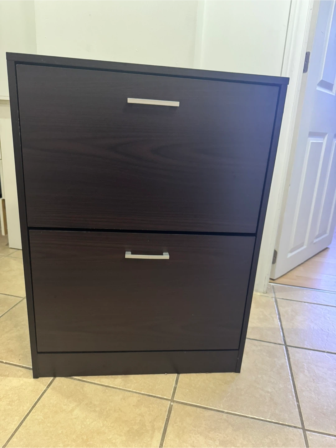 Dark Wood 2-Tier Shoe Cabinet - photo 5
