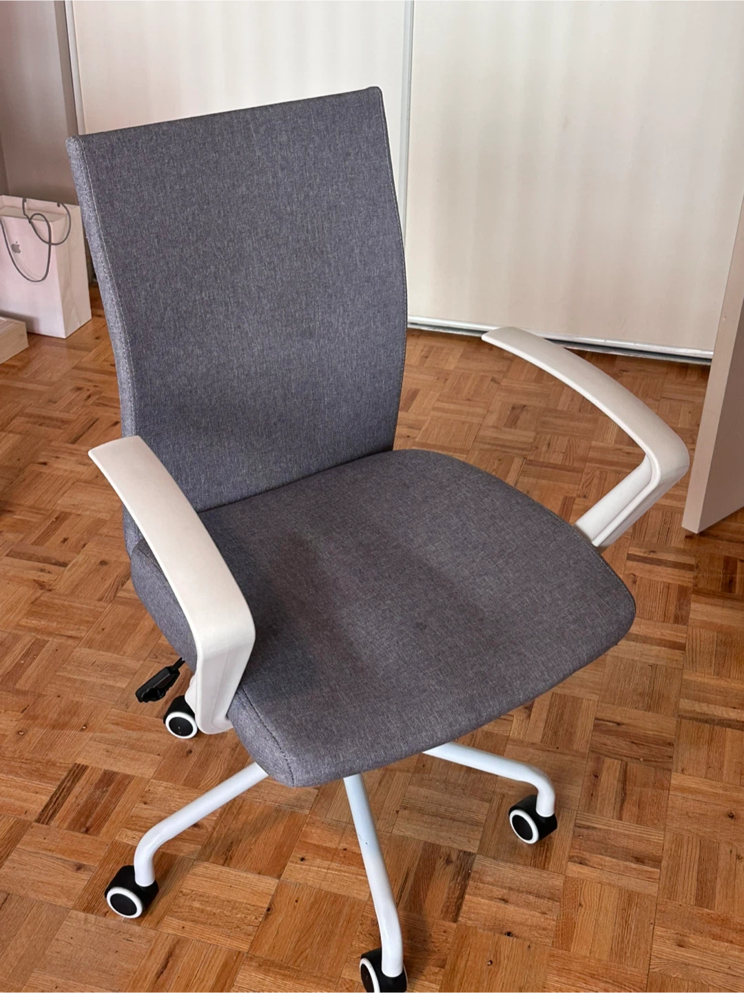 Grey Fabric Office Chair with White Arms
