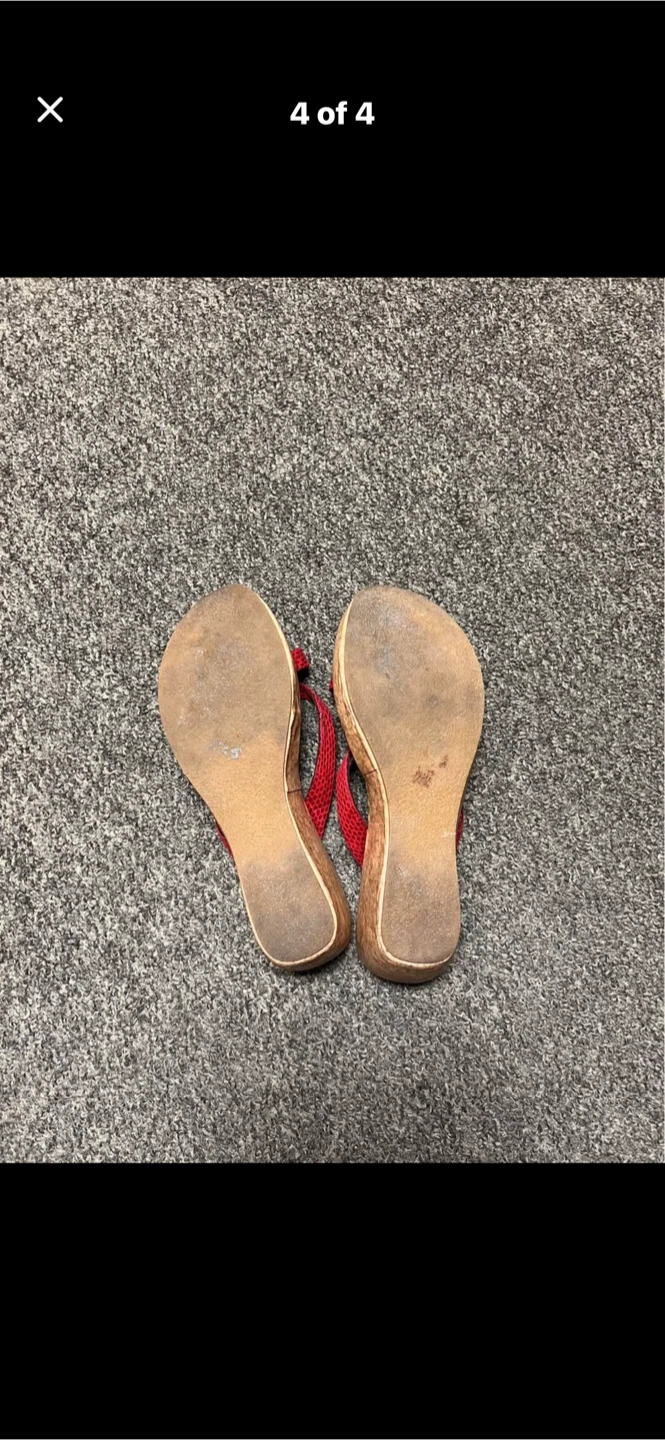 Red NYC Wedge Sandals Size 8 - photo 4