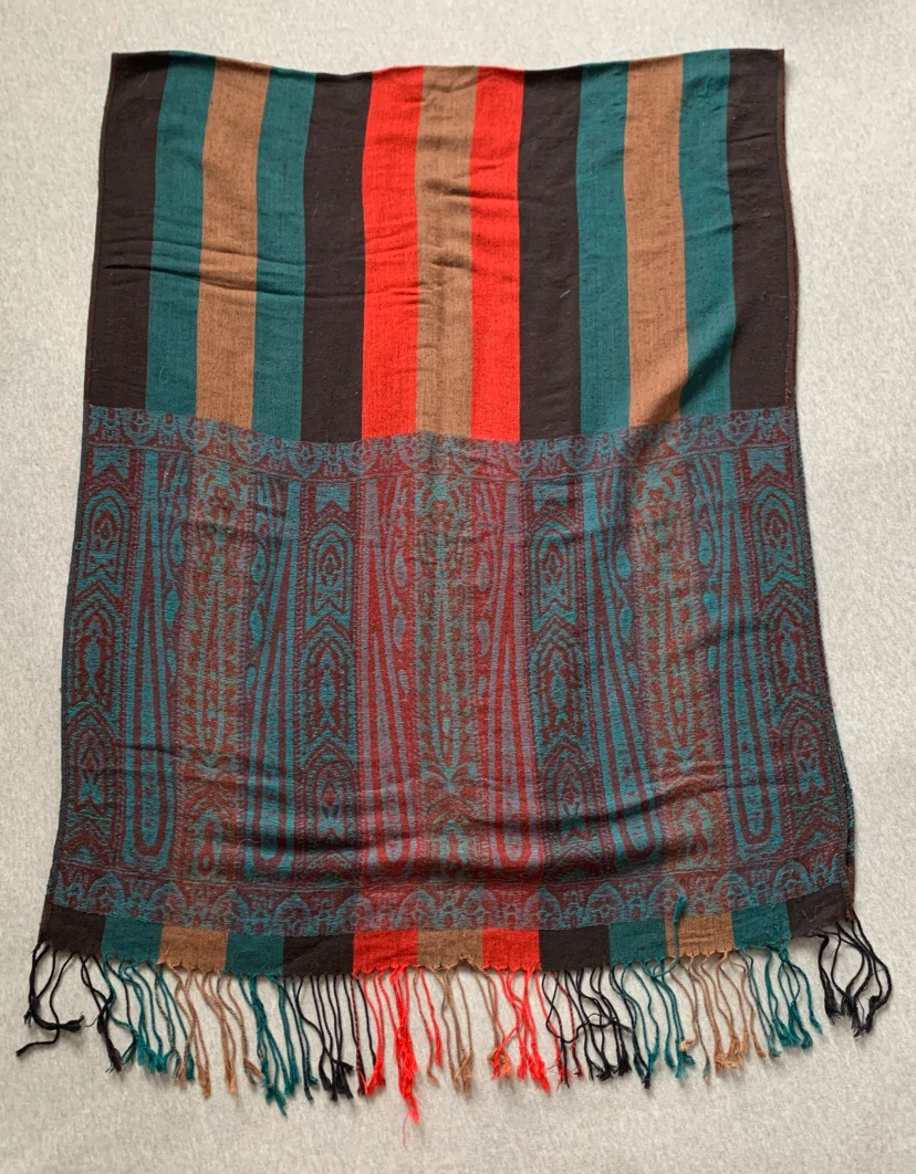 Striped + Paisley Scarf / Shawl 28” X 70” - photo 2