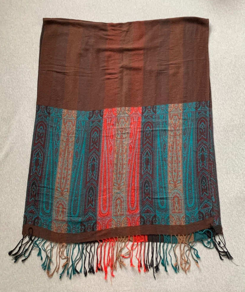 Striped + Paisley Scarf / Shawl 28” X 70” - photo 3