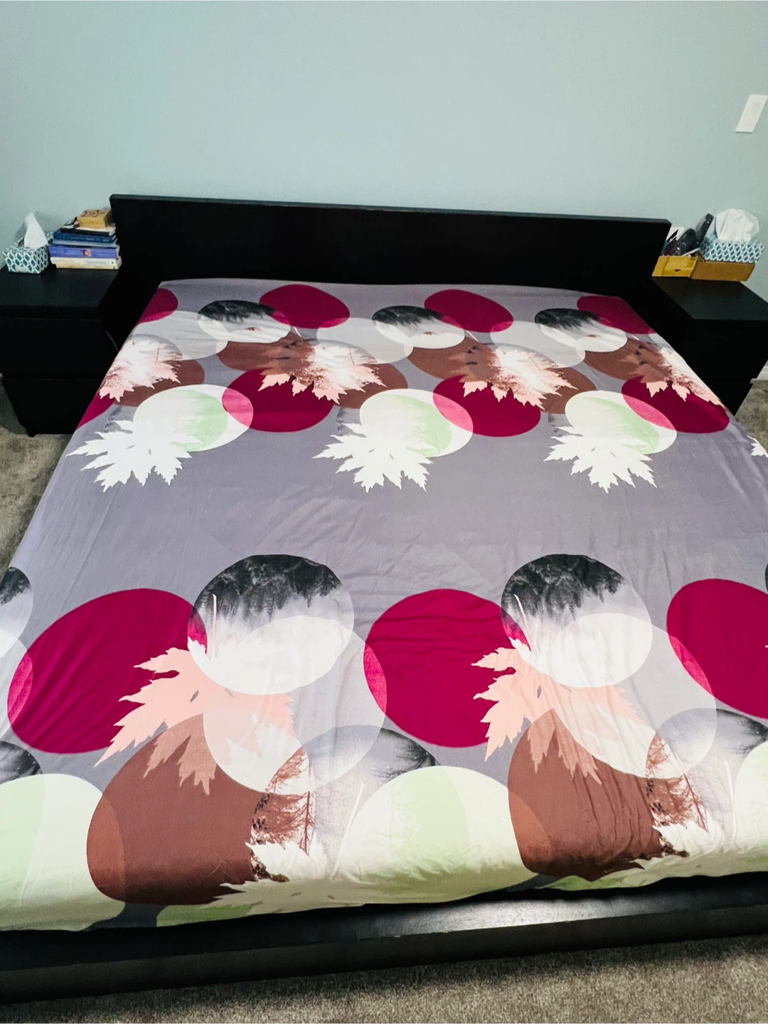 King size bed frame, mattress and 2 night stands - photo 2