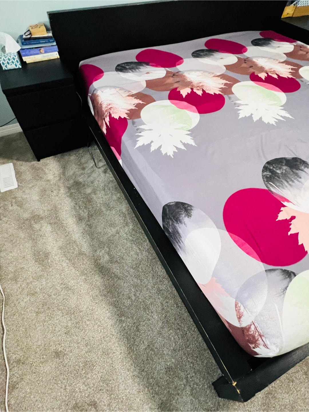King size bed frame, mattress and 2 night stands - photo 3