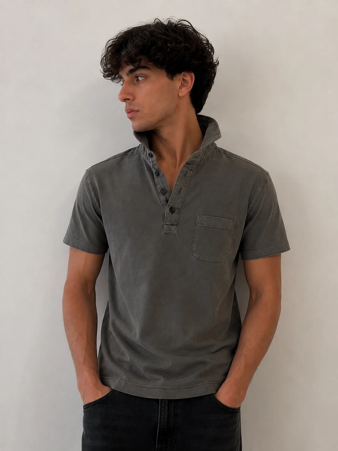 Men's Grey Short Sleeve Polo Shirt XS