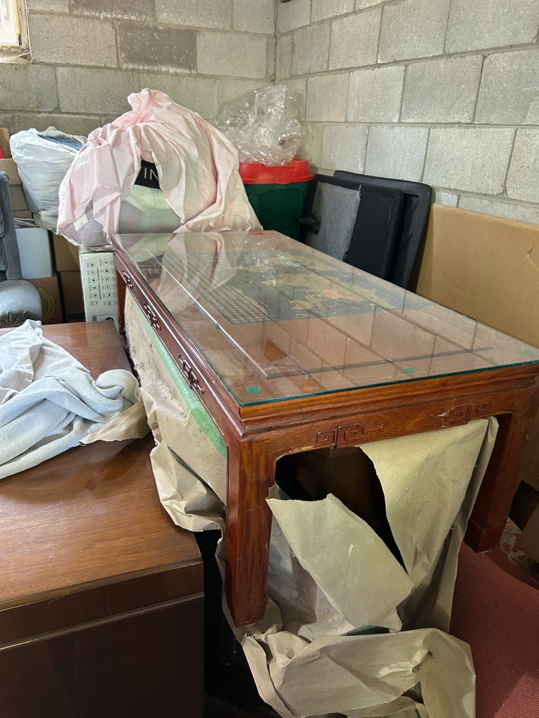 Solid Wood Coffee Table with Glass Top and World Map - photo 2