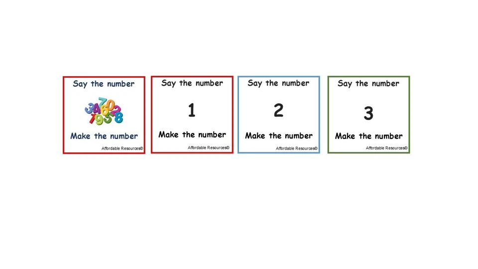 Say the Number, Make the Number Card Game