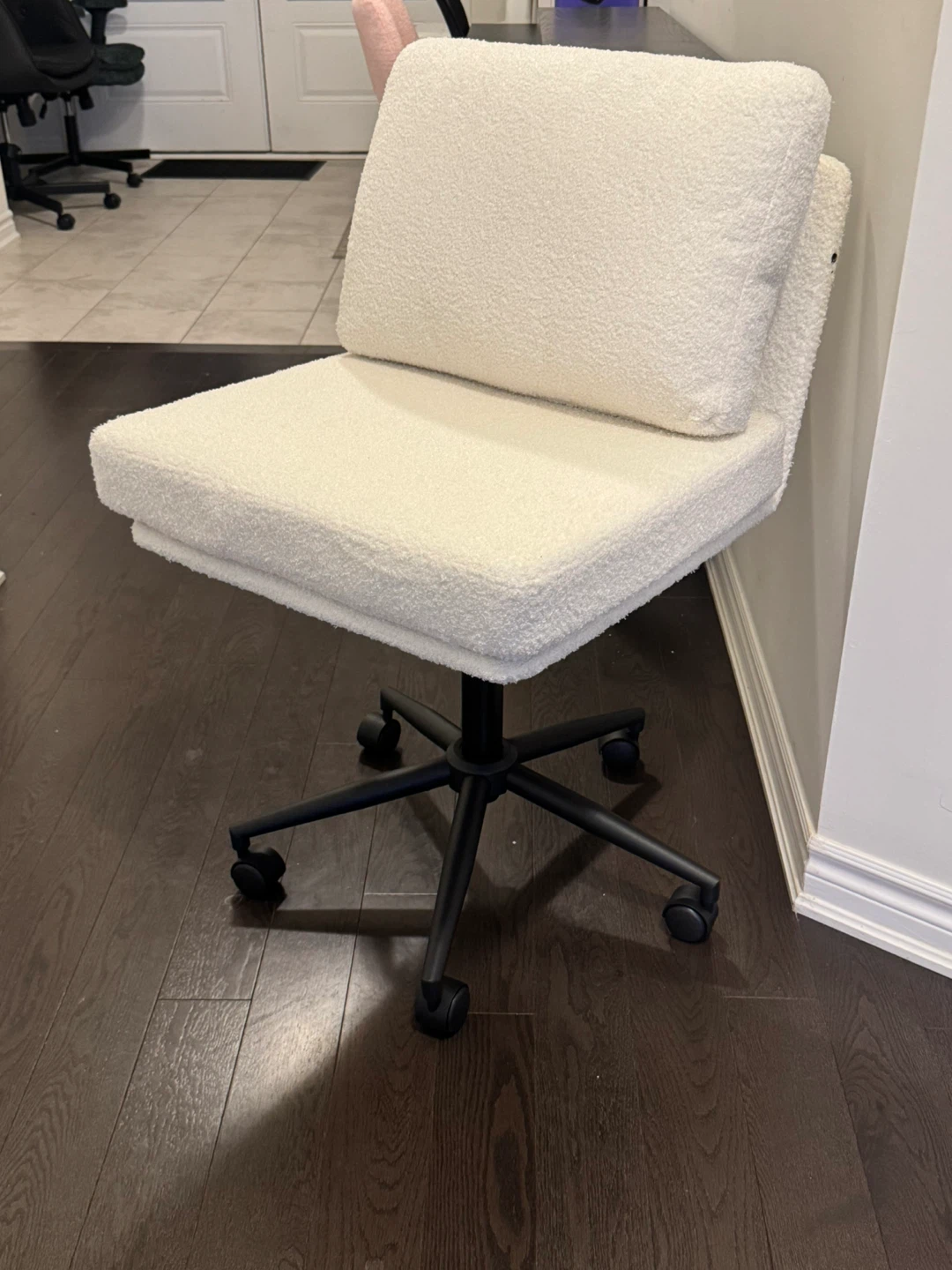 Cream Teddy Fabric Office Chair