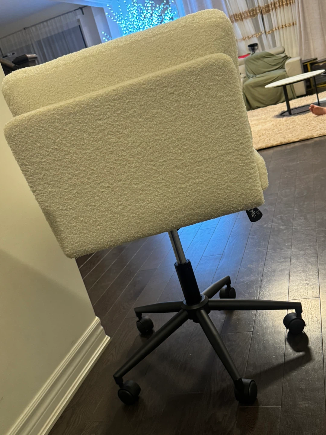 Cream Teddy Fabric Office Chair - photo 2
