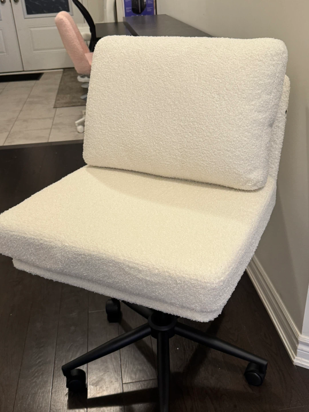 Cream Teddy Fabric Office Chair - photo 3