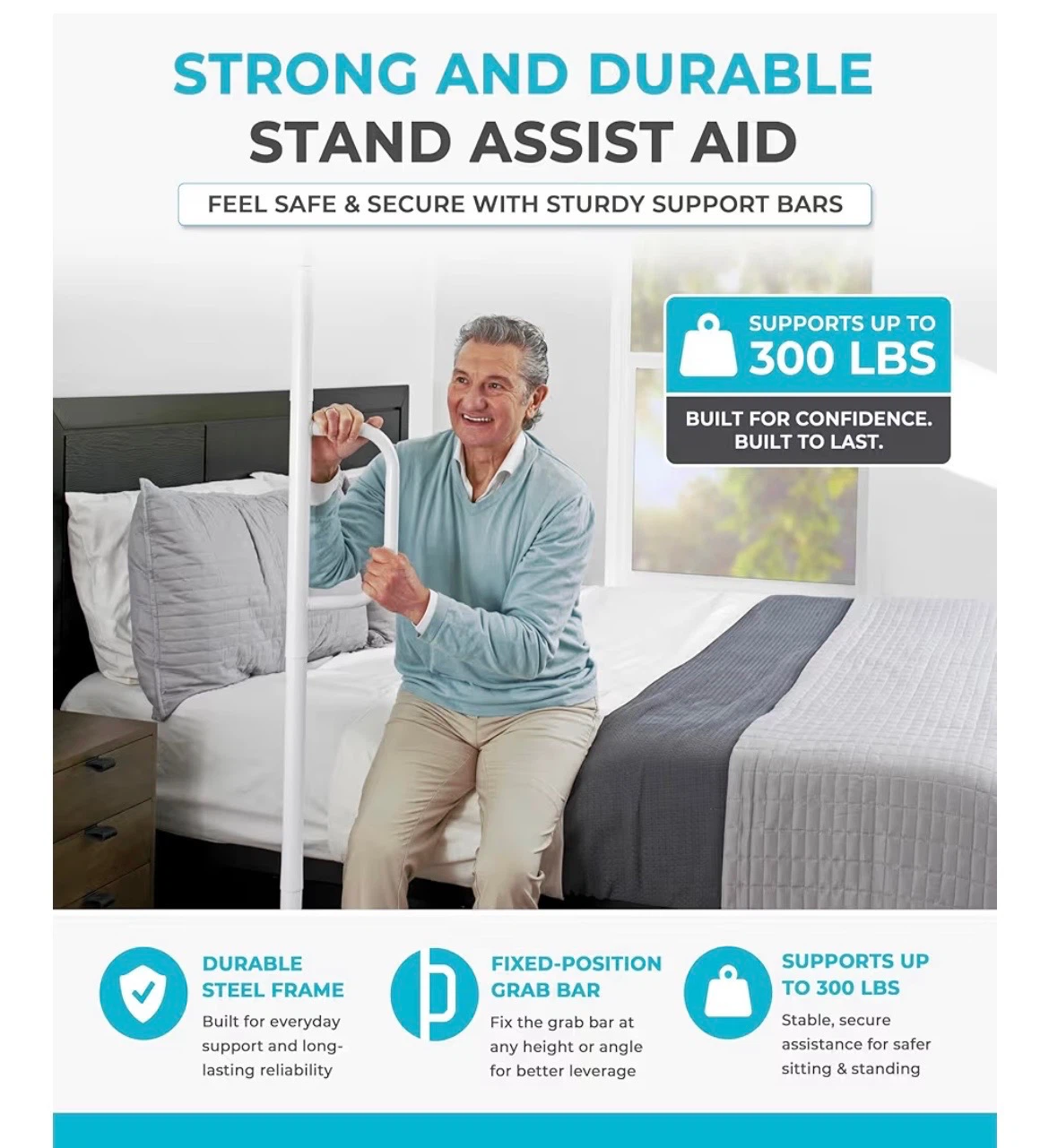 Adjustable floor to ceiling safety grab bar