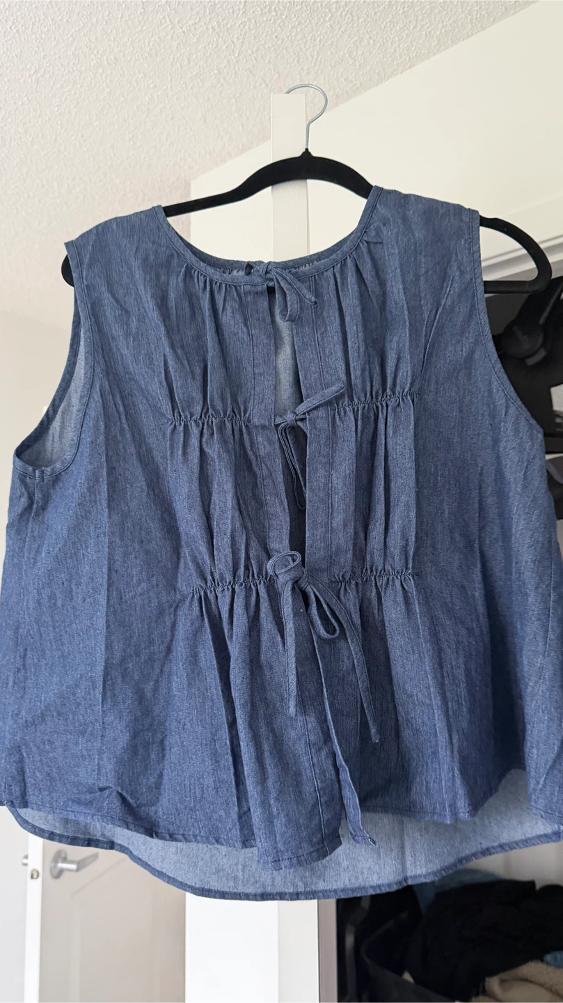 Blue Denim Sleeveless Top