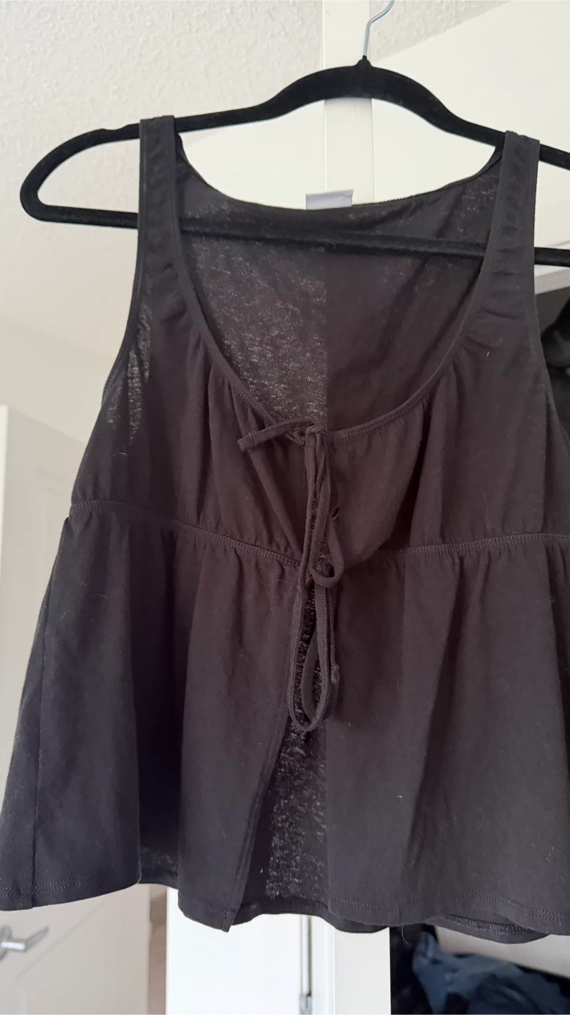 Sunday Best Black Tie-Front Tank Top - Size M