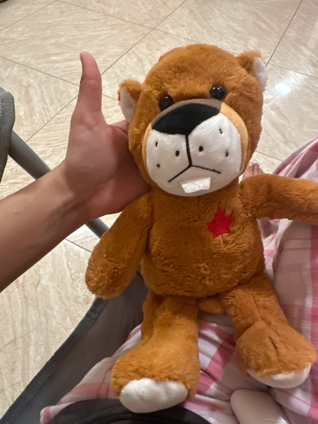 Plush Beaver with Maple Leaf