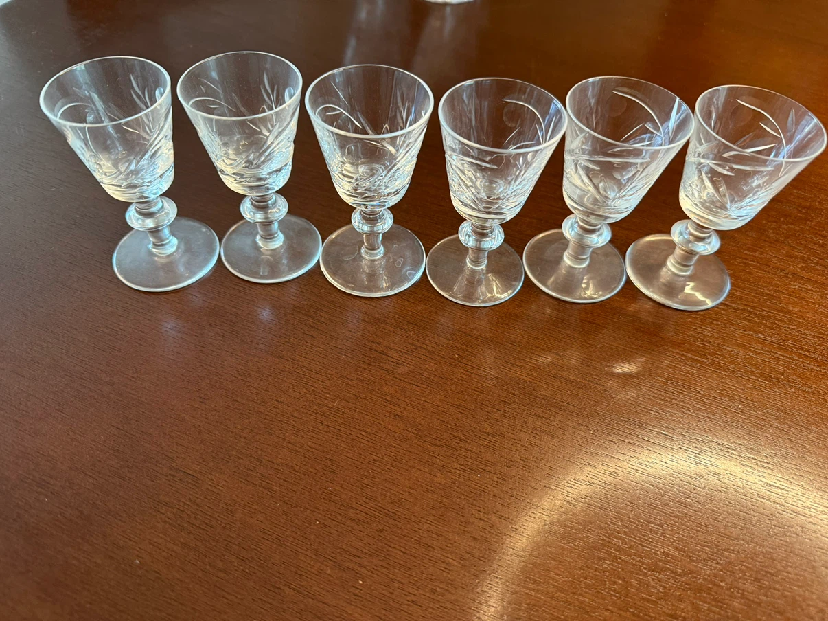 Set of 6 Etched Laurentian Crystal Cordial/liqueur Glasses - photo 2