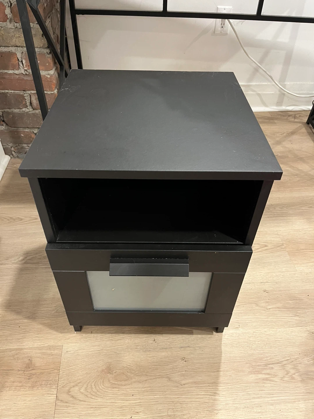 MOVING SALE — Sleek Black Bedside Table