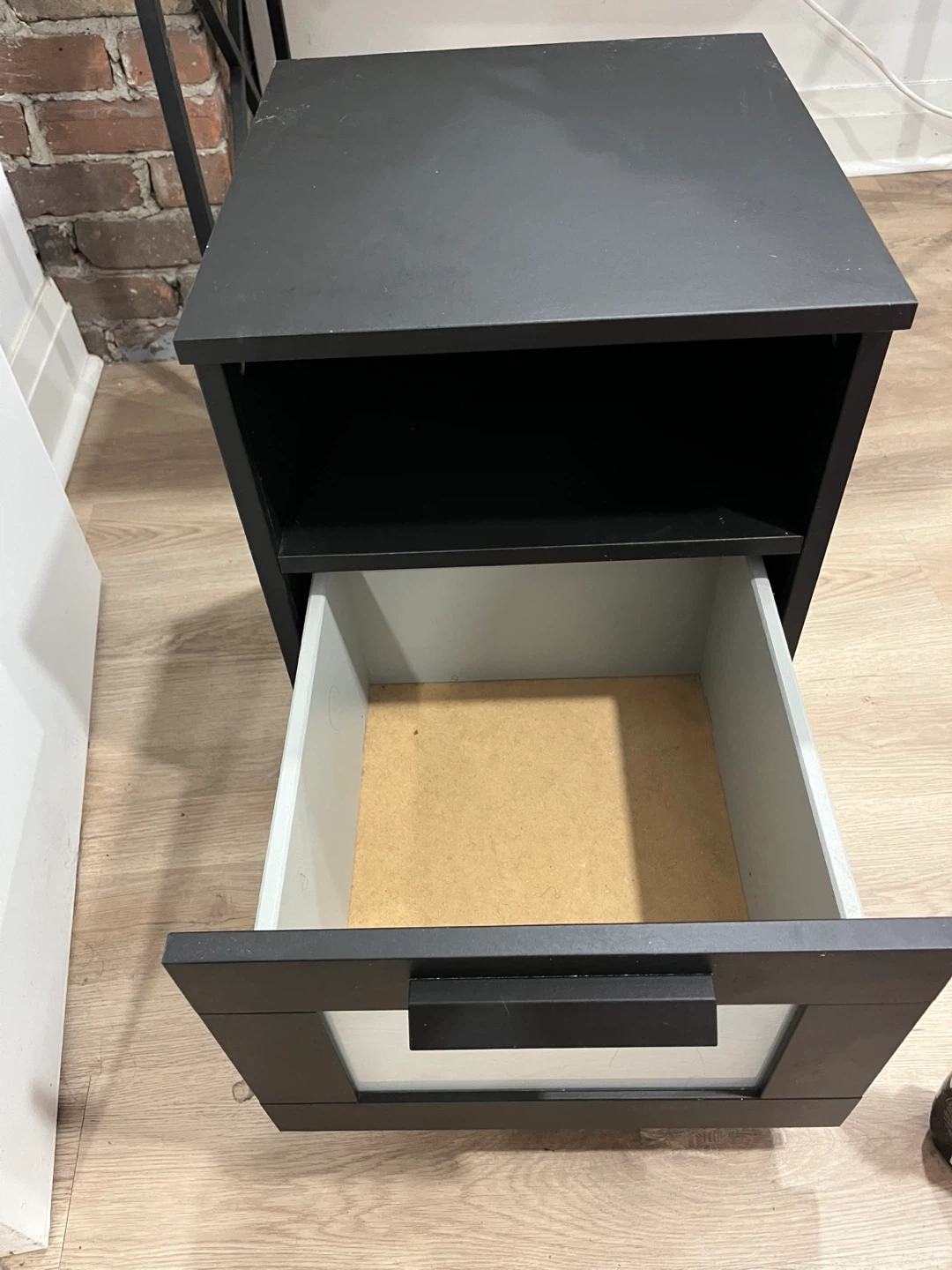 MOVING SALE — Sleek Black Bedside Table - photo 2