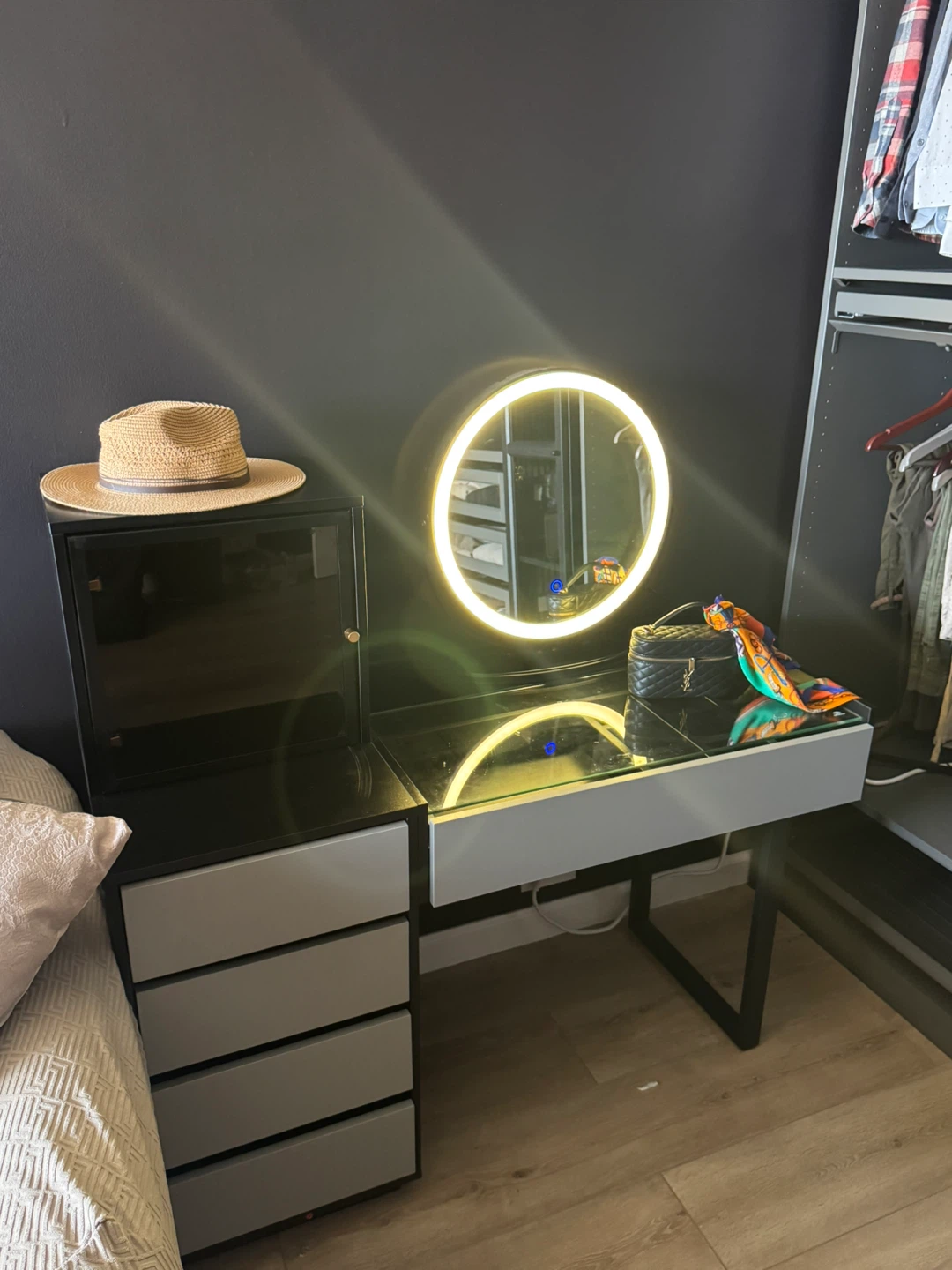 Vanity Desk with LED Mirror