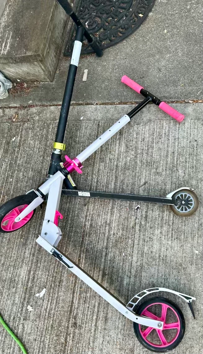 Kids Scooter with Pink Accents black and green scooter