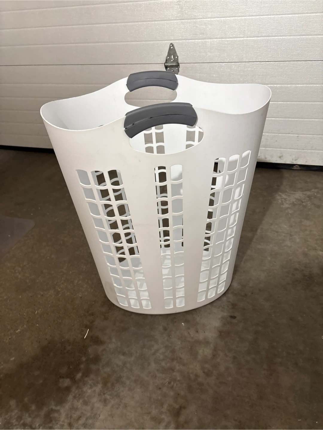 White Laundry Basket with Grey Handles