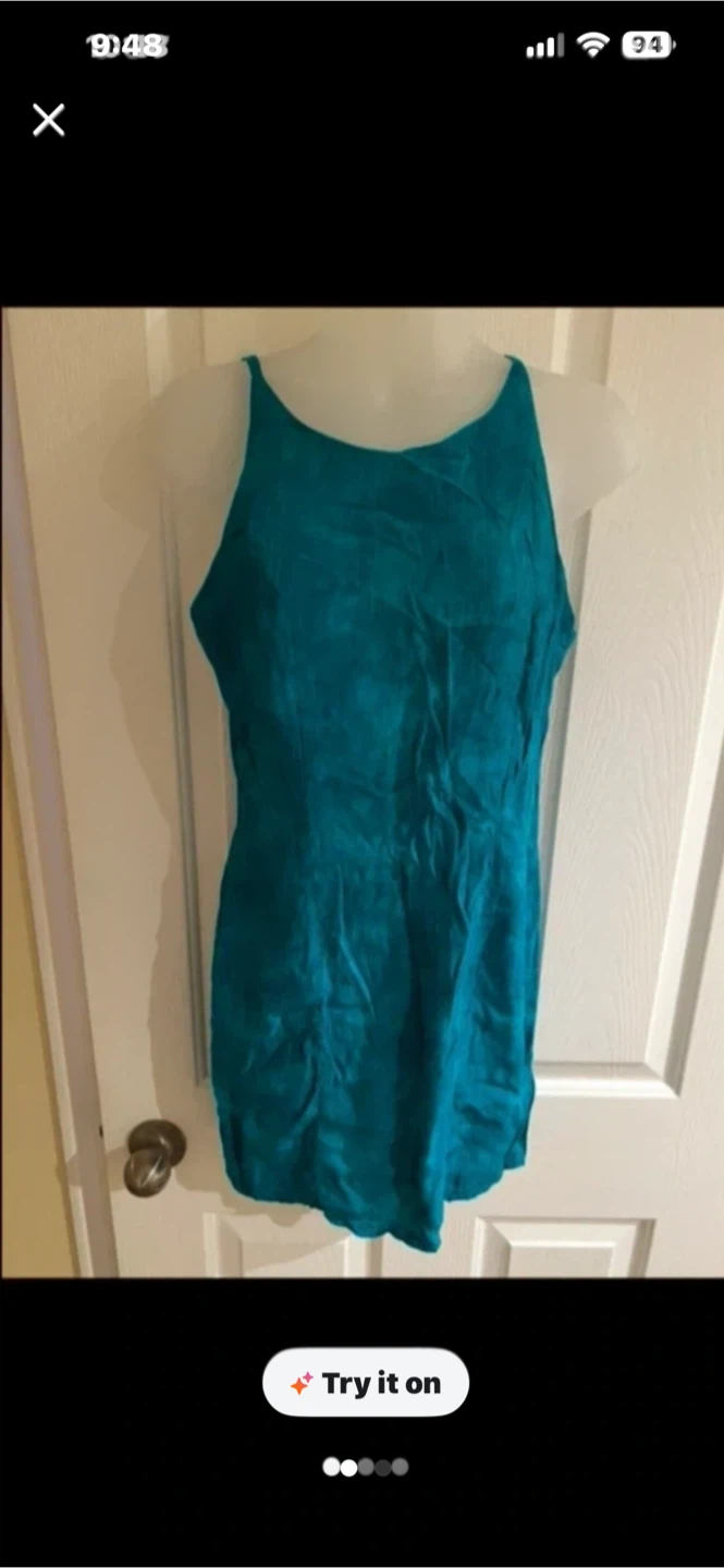 Teal Spaghetti Strap Mini Dress