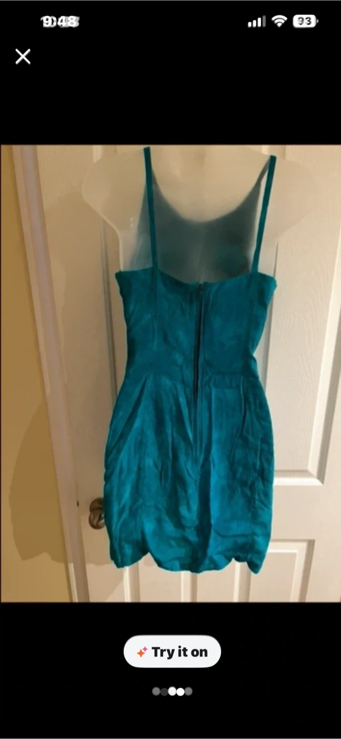 Teal Spaghetti Strap Mini Dress - photo 2