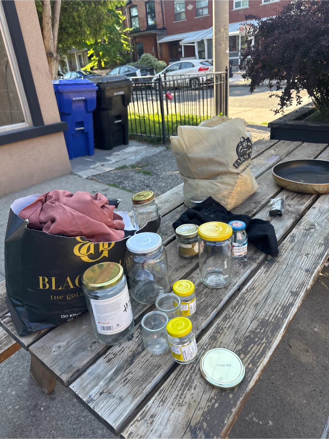 Free women’s clothes and jars and pan