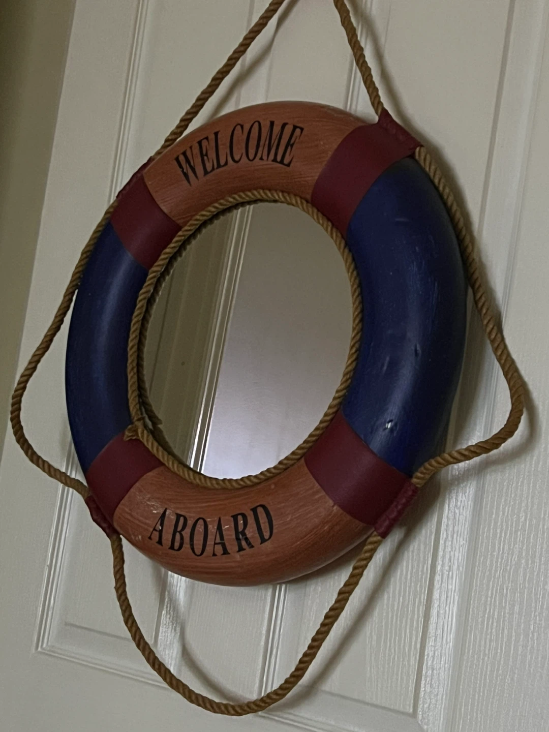 Nautical Welcome Aboard Life Ring Mirror