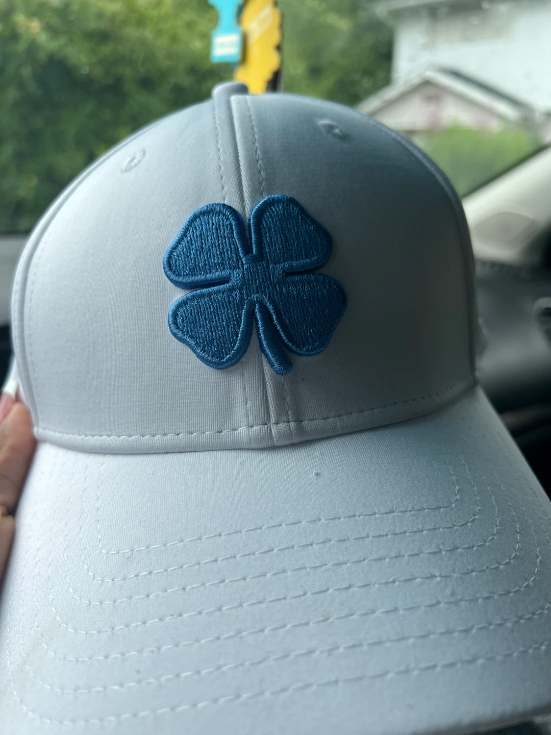 Black Clover Grey Hat with Blue Clover Logo
