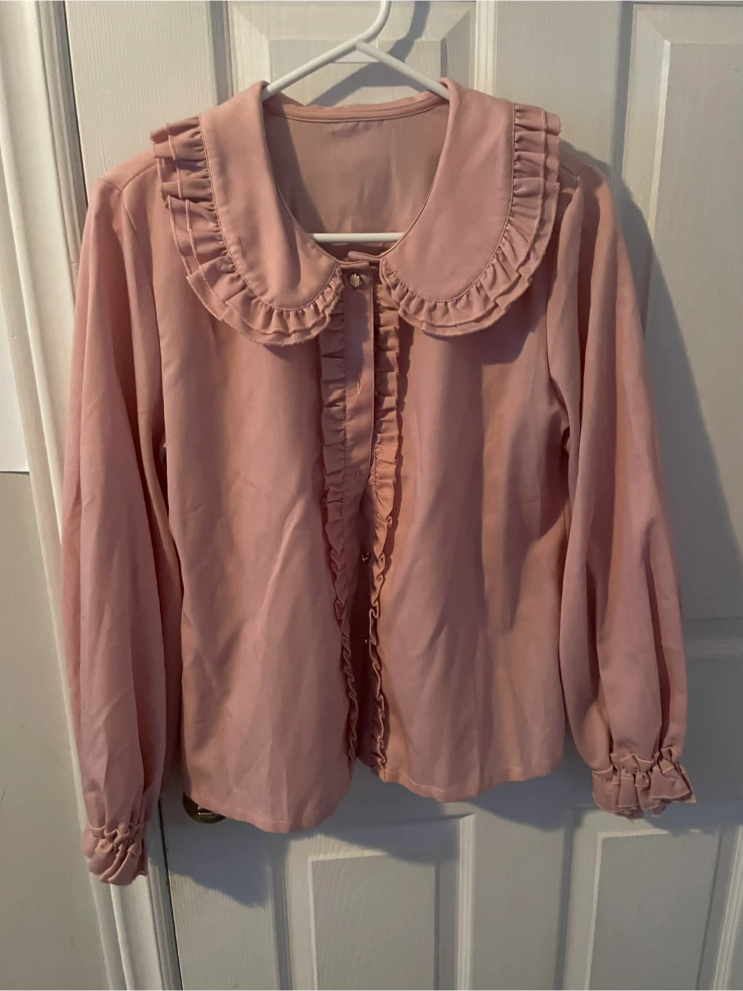 Pink Ruffle Collar Blouse
