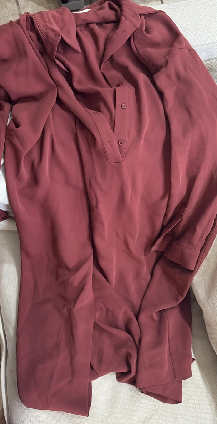 Mango Rust Ruched Shirt Dress - photo 5