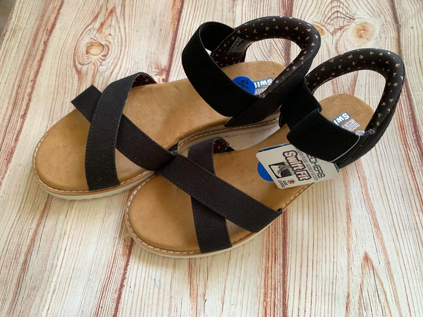 Bobs from Skechers Women's Black Sandals Size 6.5 - photo 3