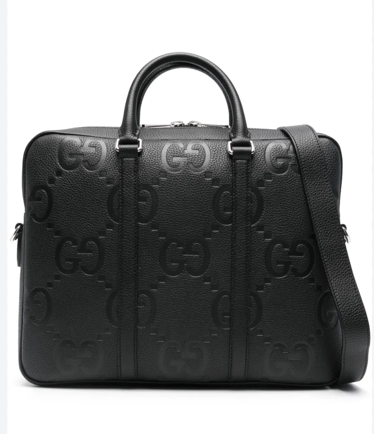 Gucci Black Embossed Leather Briefcase