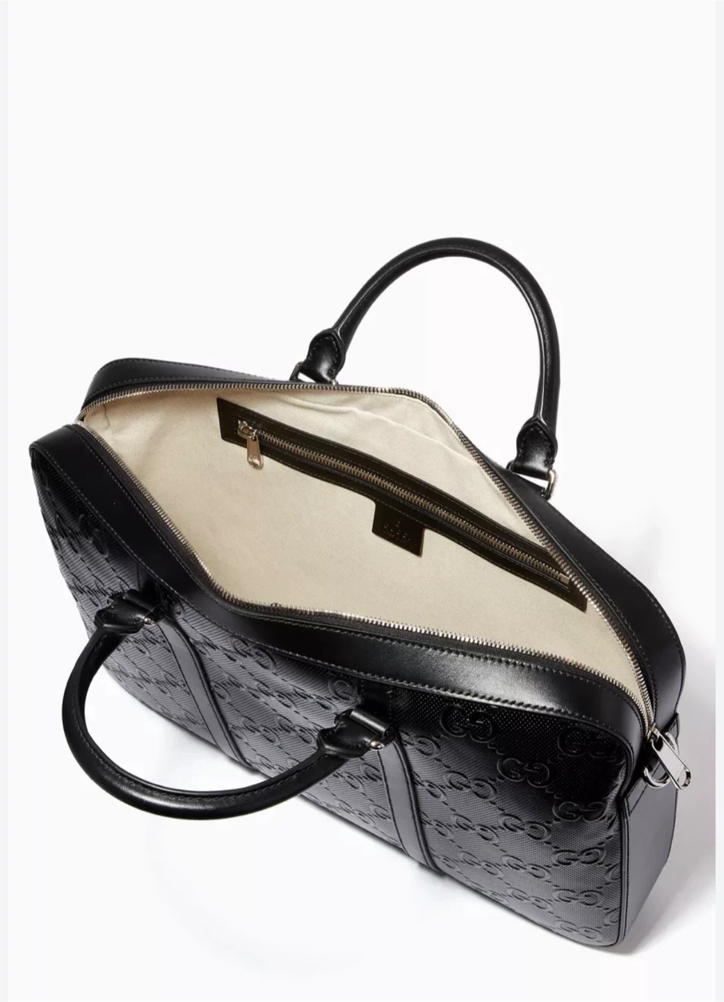 Gucci Black Embossed Leather Briefcase - photo 2