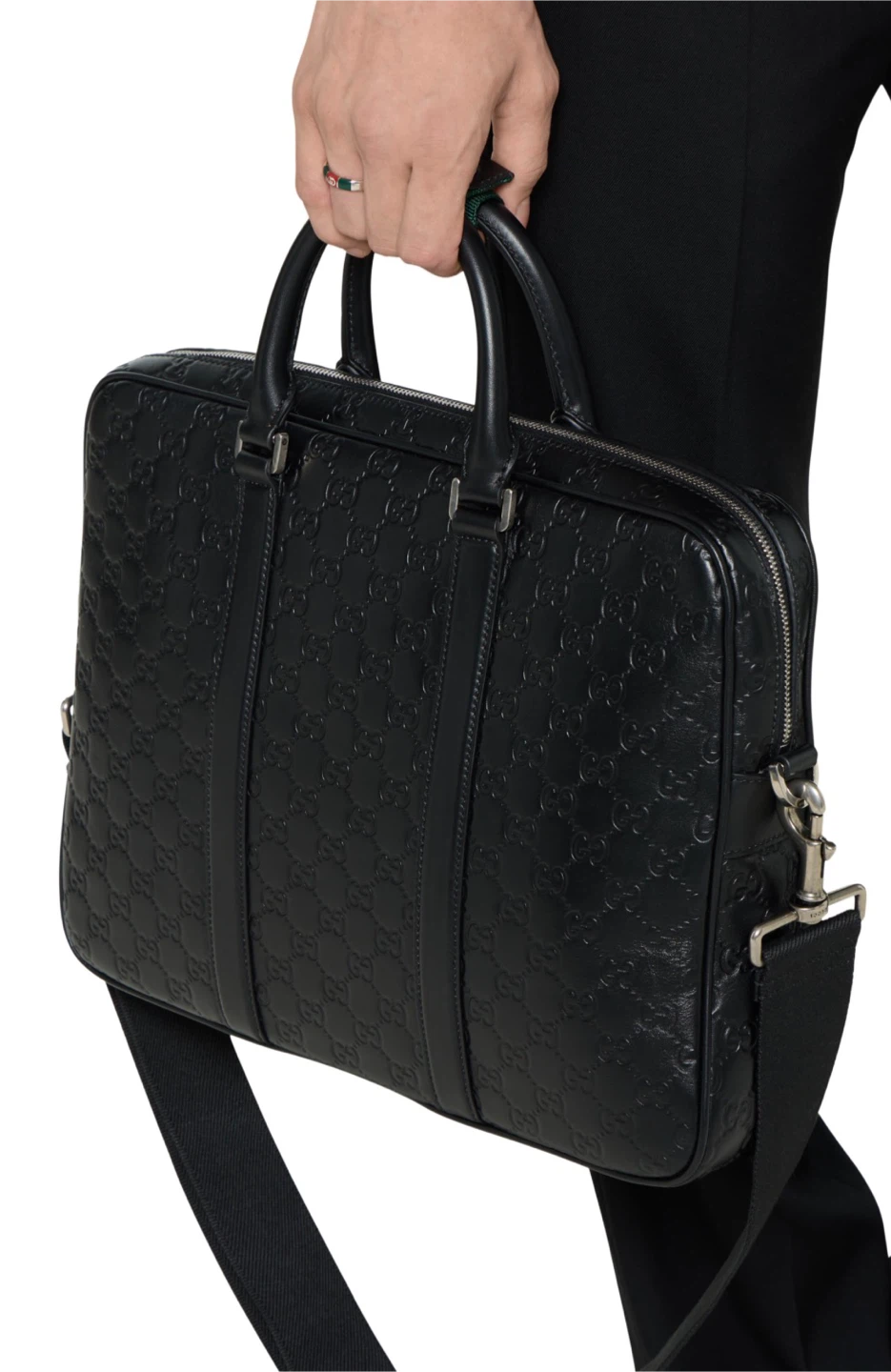Gucci Black Embossed Leather Briefcase - photo 3