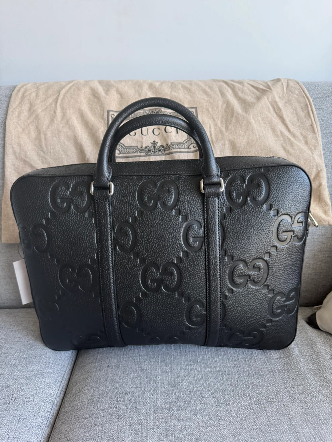 Gucci Black Embossed Leather Briefcase - photo 4