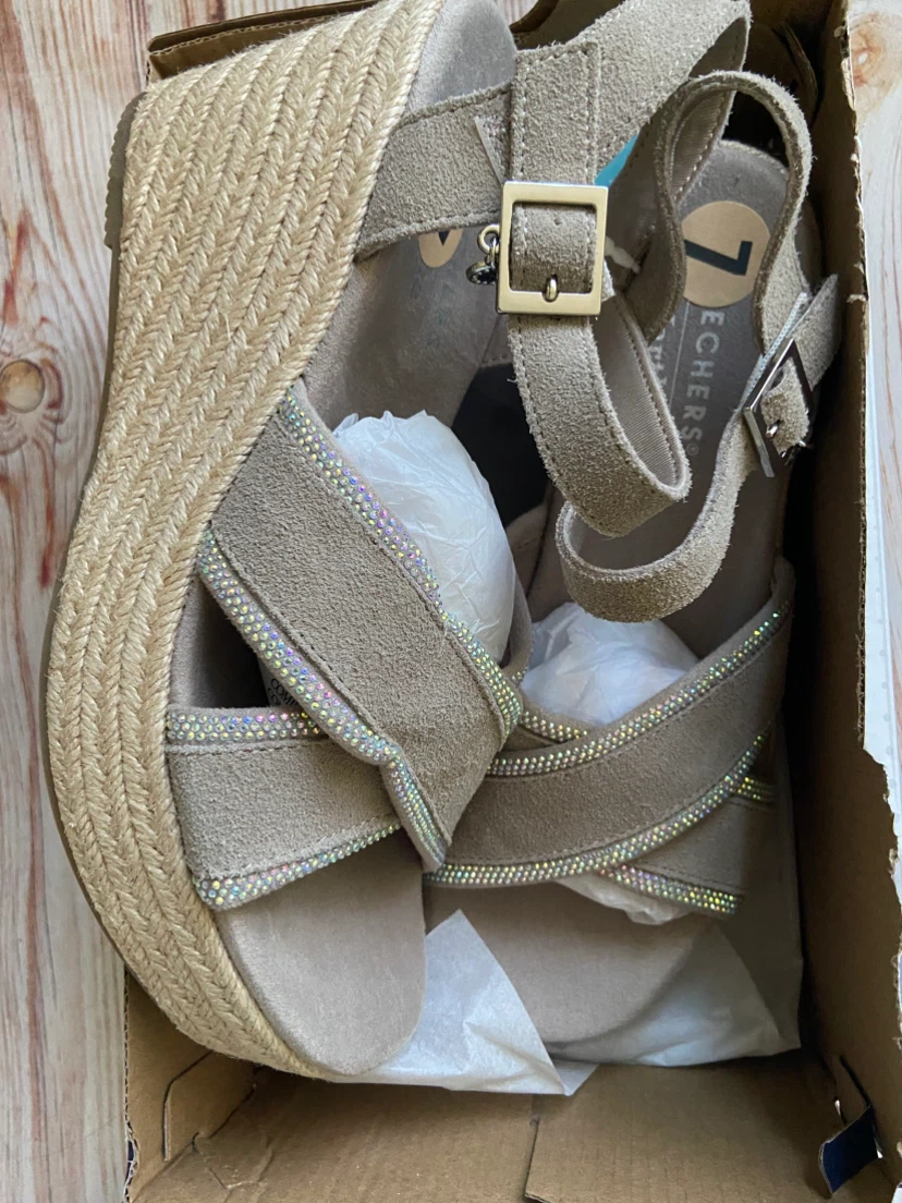 Skechers Women's Tan Espadrille Wedge Sandals Size 7 - photo 5