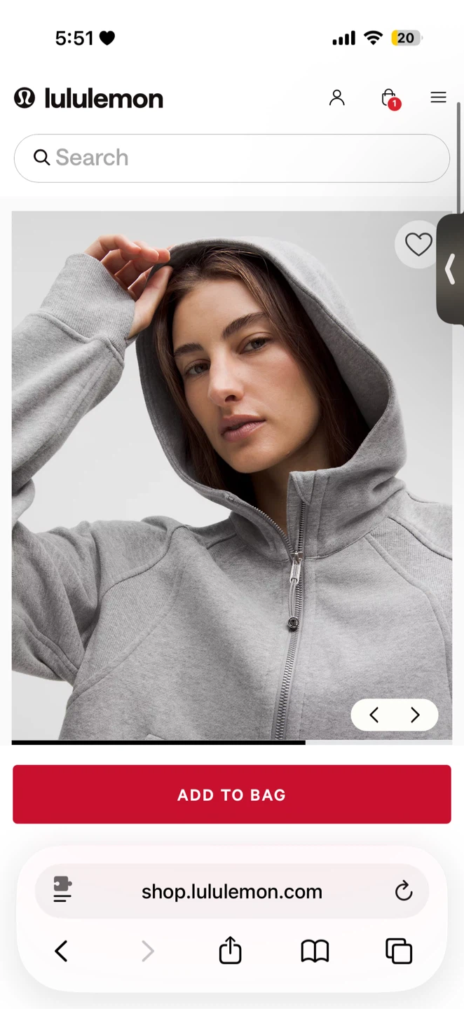 Lululemon Grey scuba Cropped half zip hoodie
