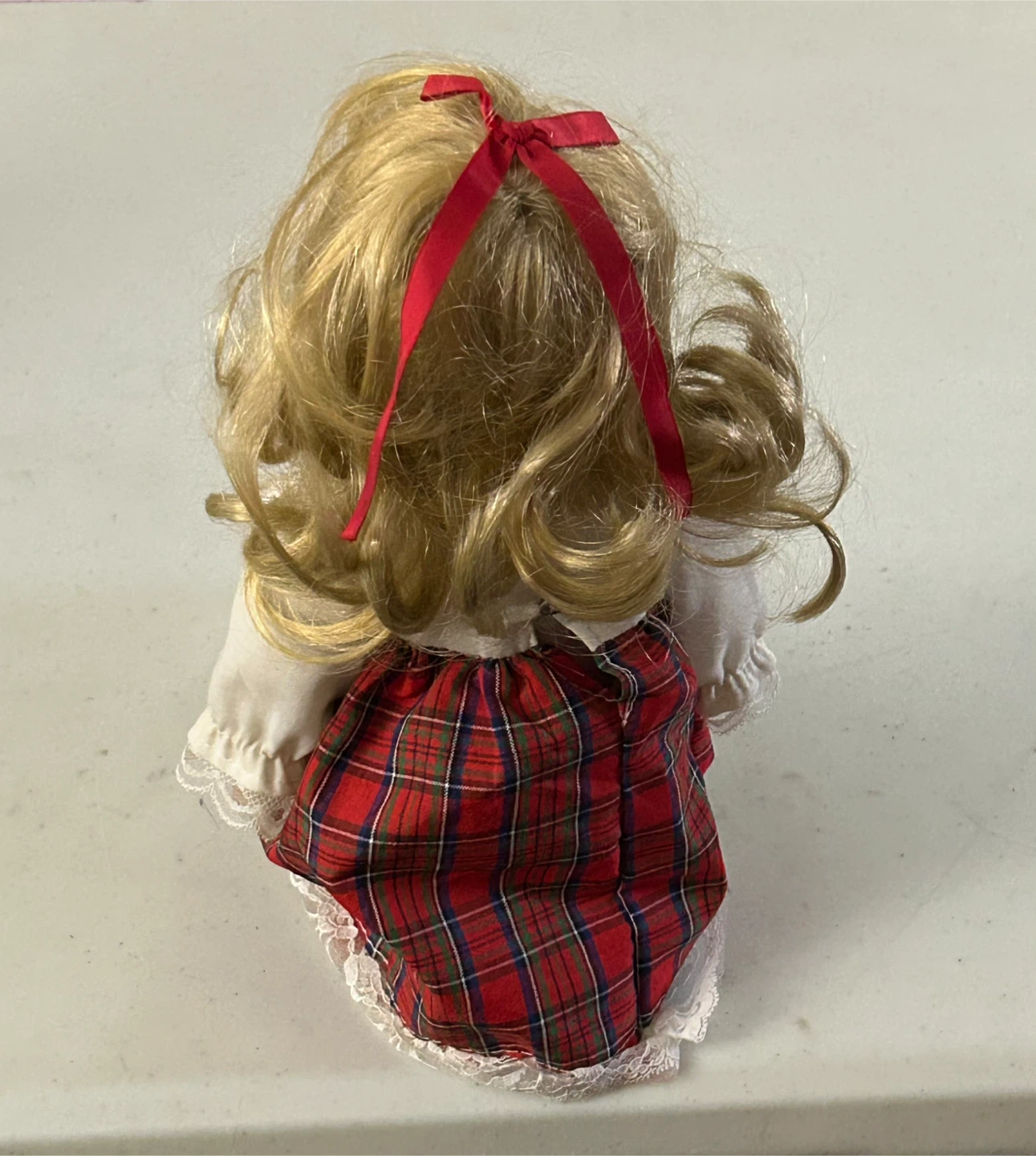 Collector’s Porcelain Doll in Red Plaid Dress - photo 3