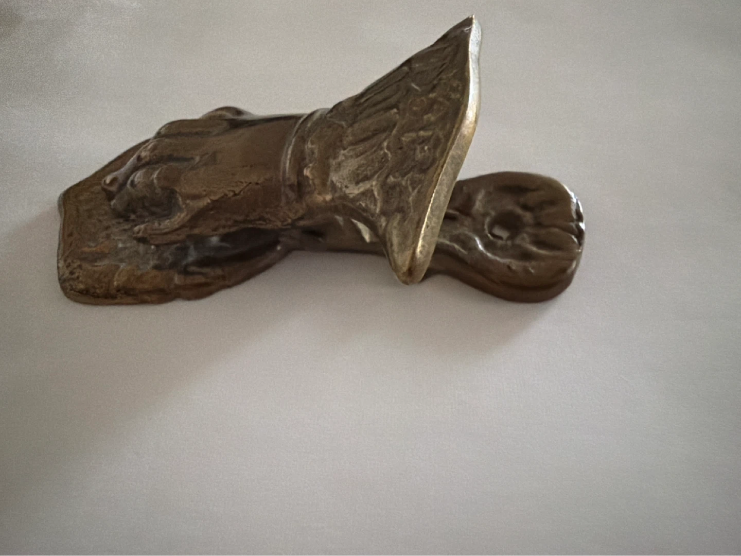 Vintage Solid Brass Hand Figurine Paperweight