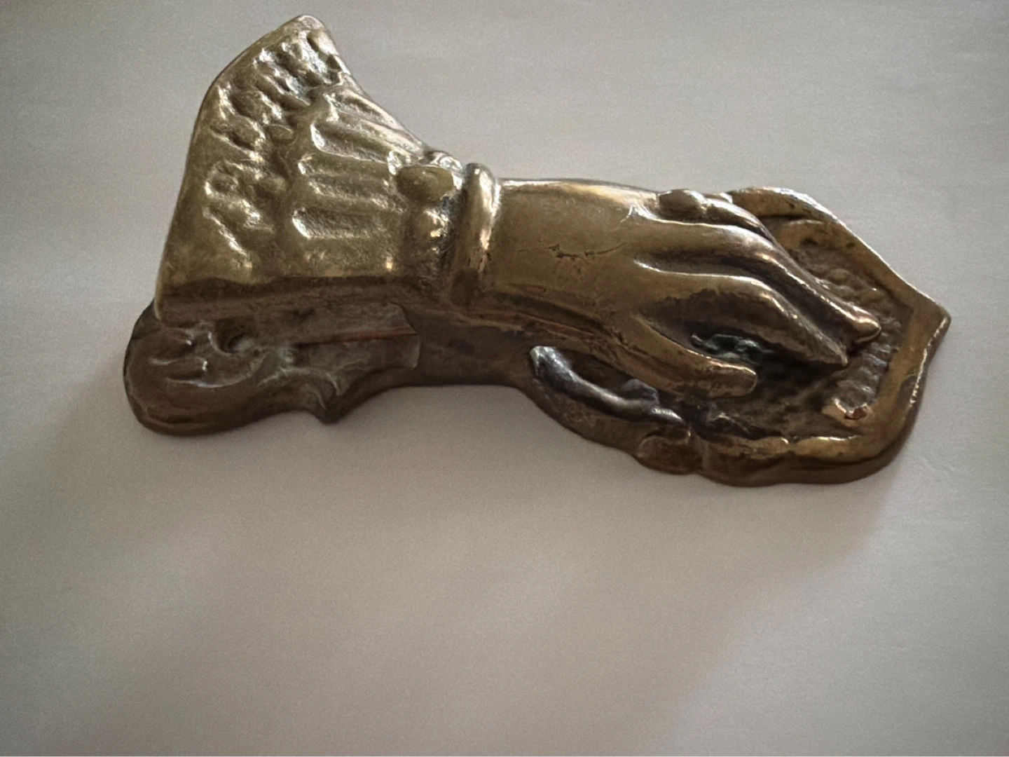 Vintage Solid Brass Hand Figurine Paperweight - photo 2