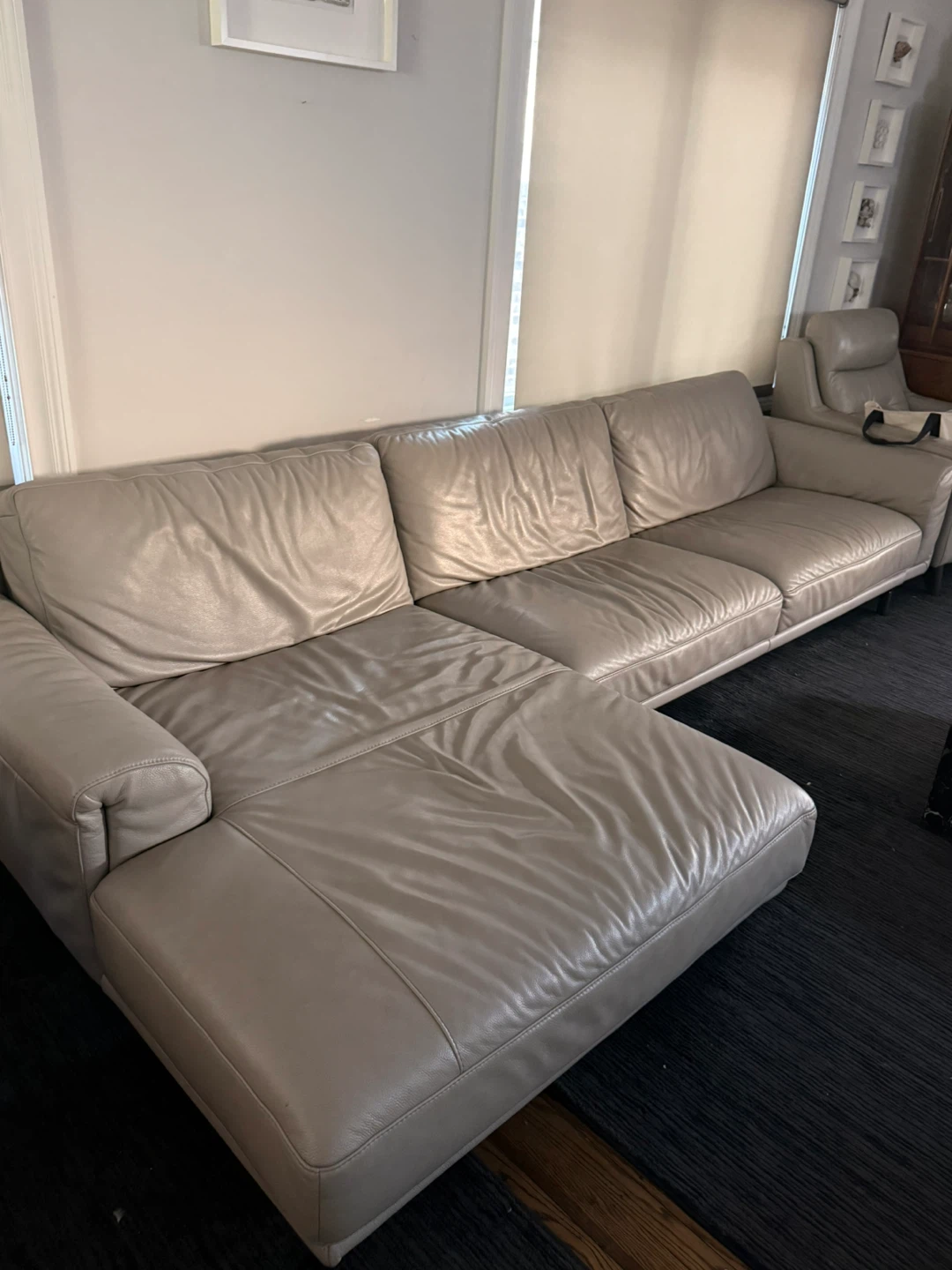 Light Gray Leather Sectional Sofa