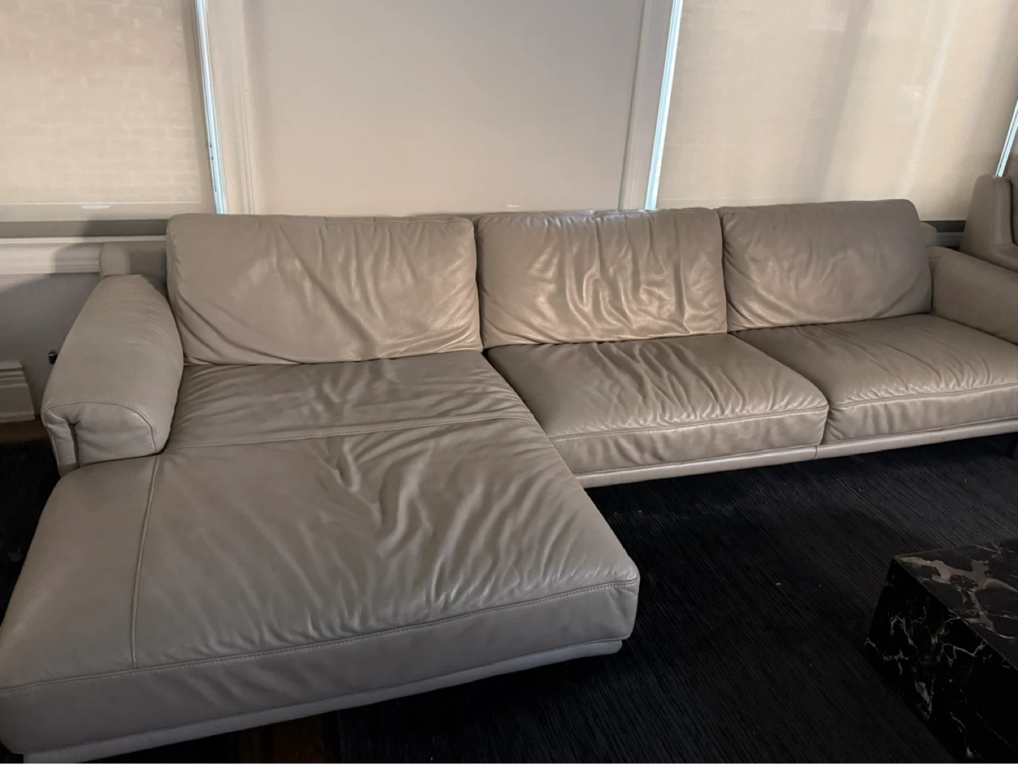 Light Gray Leather Sectional Sofa - photo 2