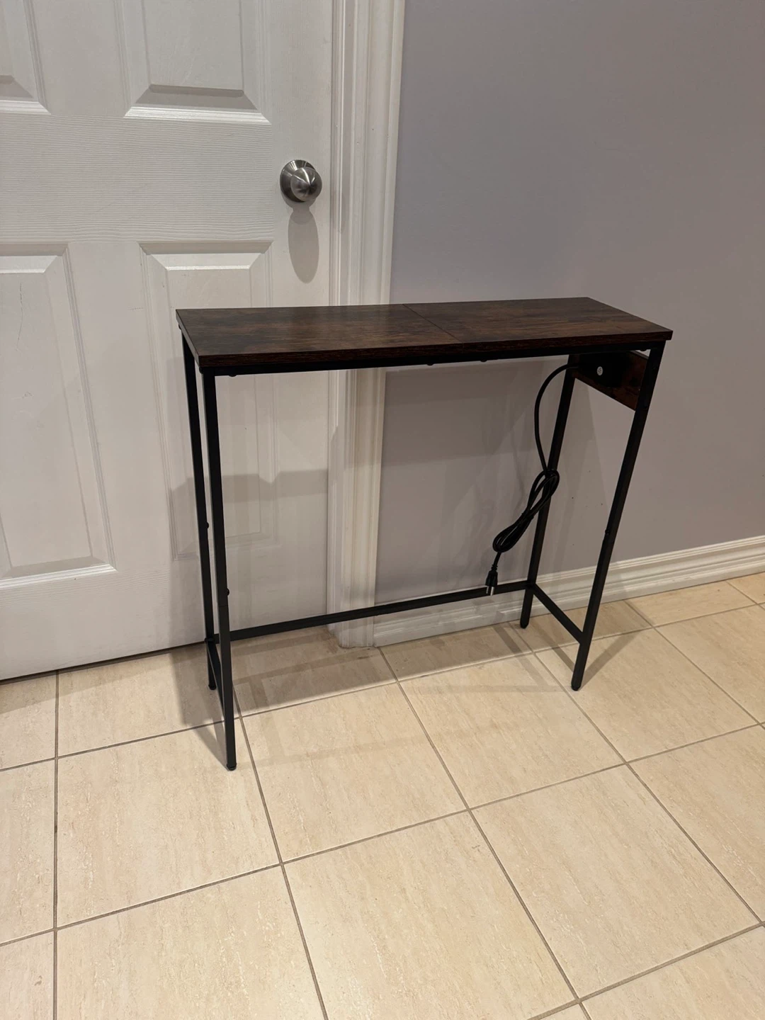 Narrow Console Table with Built-in Outlet
